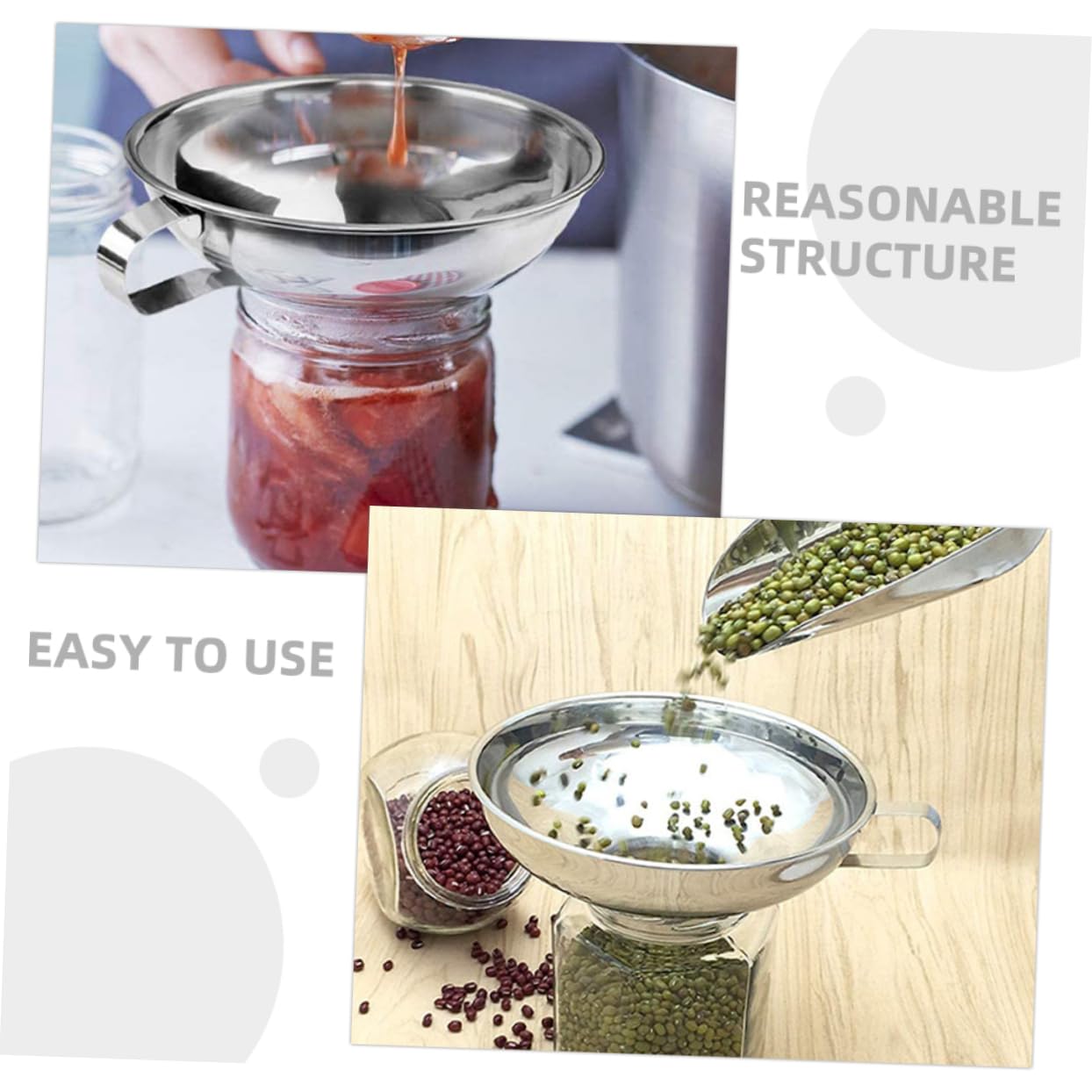 ABOOFAN 4 Set Imbuto in Acciaio Inossidabile Imbuto Di Riempimento Per Conserve Per Uso Cucina Del Barattolo Di Imbuti Da Cucina A Bocca Larga Silver 2 Pezzi * 4