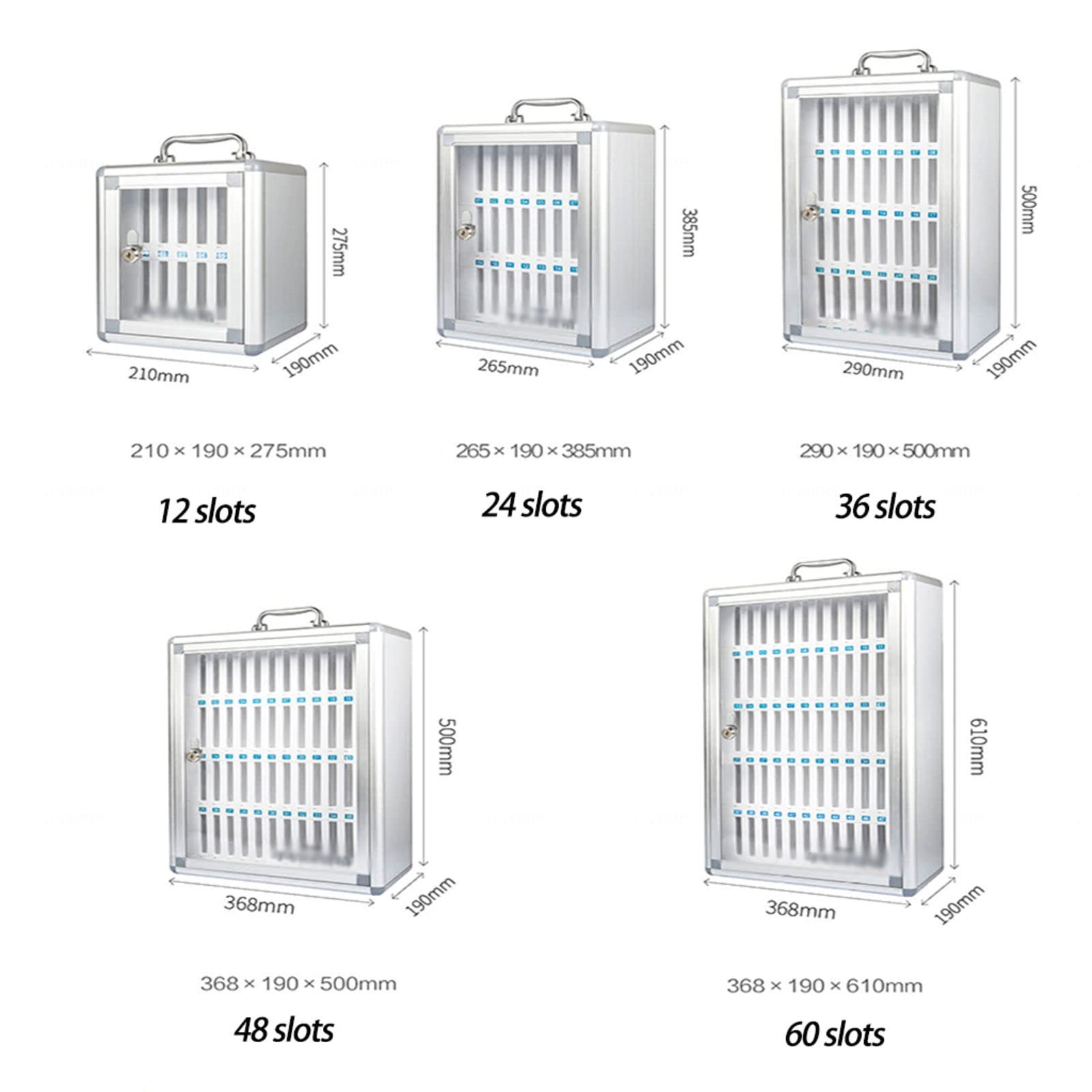 Caja De Almacenamiento Segura para Teléfonos Móviles con 48 Ranuras. Ideale per Aulas Oficinas Cocinas Y Otros Espacios. Armario con Cerradura.