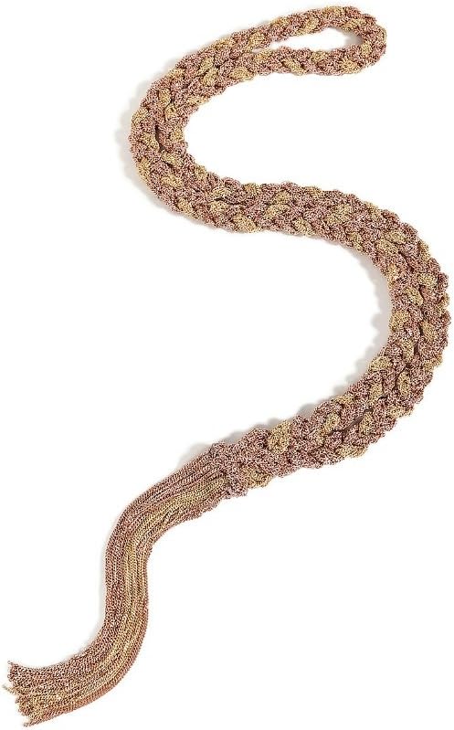Carolina BucciGold/Rose Gold Woven Chain Tassel Necklace