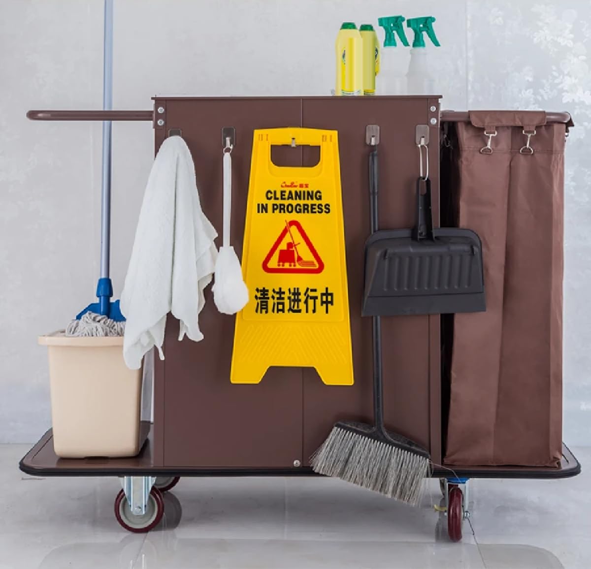 Carrello per Hotel, Carrello per la Pulizia, Carrello per la Pulizia con Ruote, per la Governante, Il Custode, Il manutentore, organizzatore di Forniture su Ruote,Bilateral