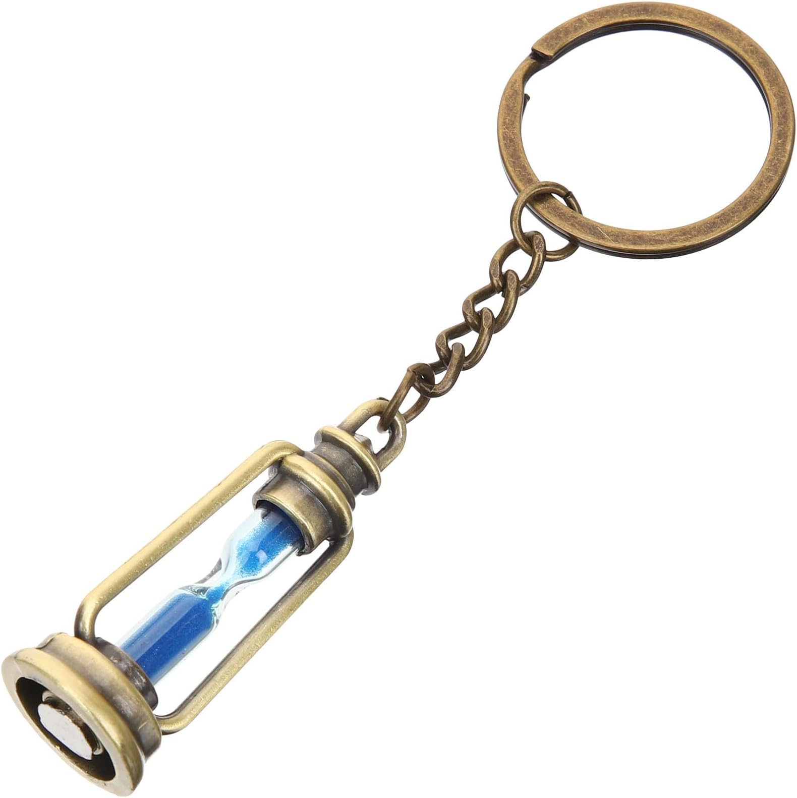 5pcs Mini Blue Hourglass Keychains Set, Creative Metal Sand Timer Key Rings for Men Women, Retro Small Unique Charm Keychain Gift for Car Keys and Backpacks
