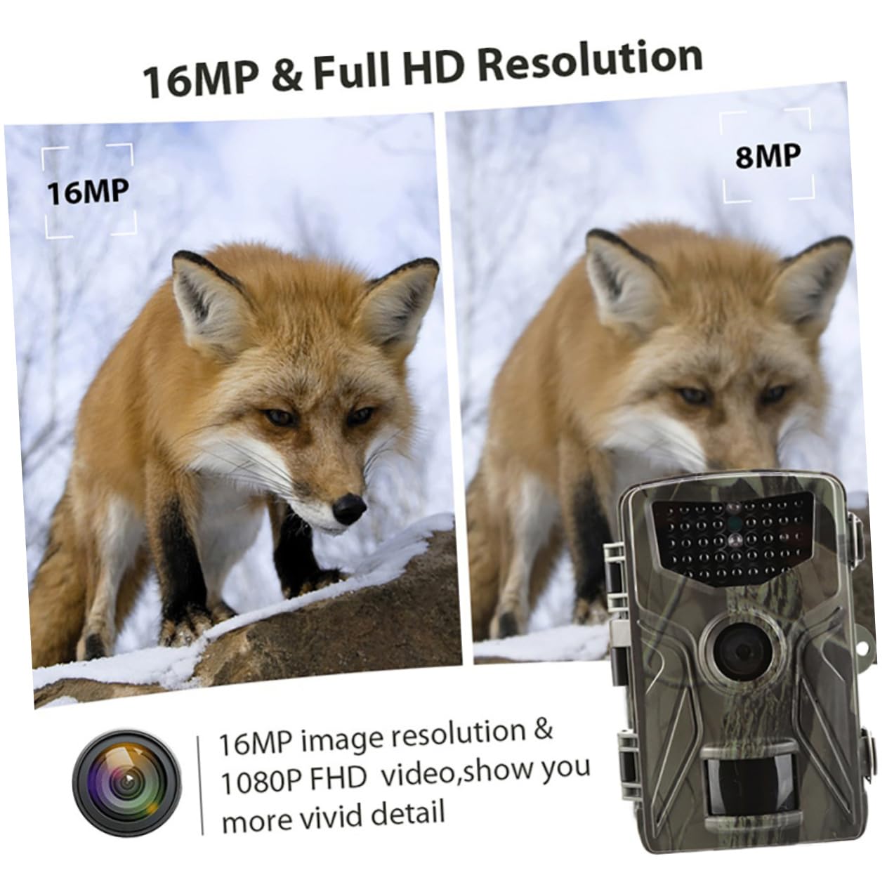 KOMBIUDA Portable Wildlife Waterproof Hunting Camera 120° Range 40 LEDs Belt Tripod Mount