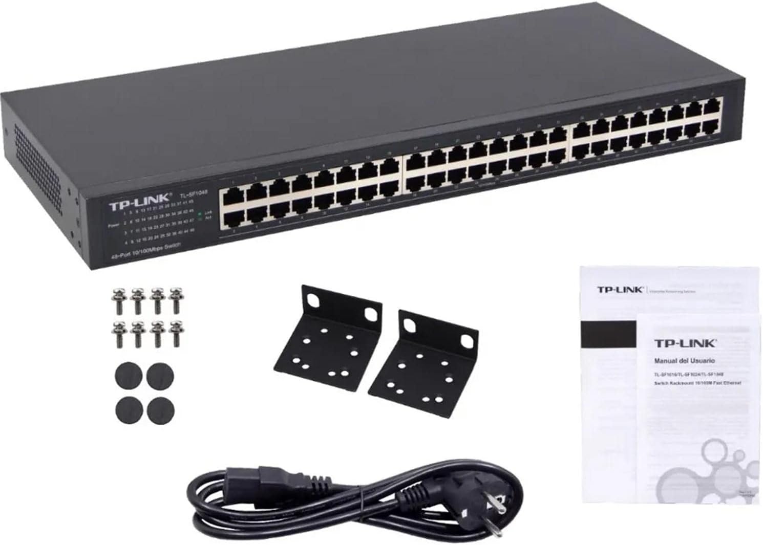 TP-Link 48 Port 10/100Mbps Fast Ethernet Switch, Plug and Play, Rackmount, Sturdy Metal w/Shielded Ports, Fanless, Unmanaged (TL-SF1048)