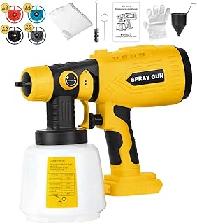 Paint Sprayer Compatible with DeWalt 20V Battery, 200W HVLP Spray Paint Gun Tool with Brushless Motor and Copper Nozzle, Easy to Clean, for Furniture, Fence, Walls, Ceiling, Door etc. (No Battery)