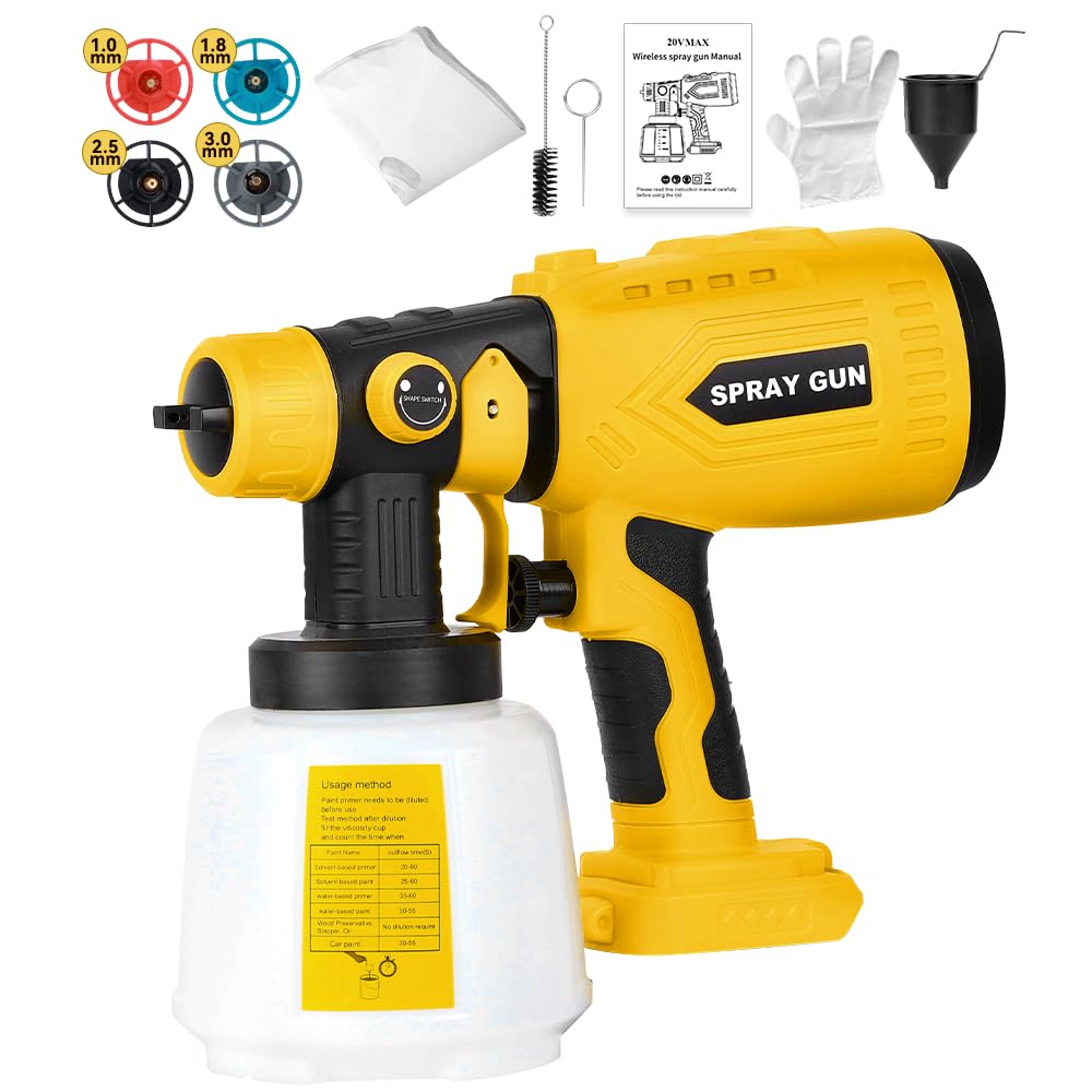 Photo 1 of (untested, used) Paint Sprayer Compatible with DeWalt 20V Battery, 200W HVLP Spray Paint Gun Tool with Brushless Motor and Copper Nozzle, Easy to Clean, for Furniture, Fence, Walls, Ceiling, Door etc. (No Battery)