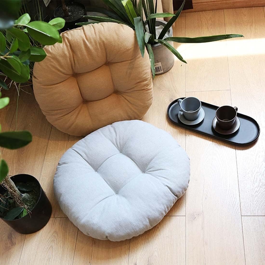 Generico Cuscini per sedie - Confezione da 2 Cuscini Morbidi per Seduta 45x45 cm - Spessi, Antiscivolo, Comodi Cuscini rialzati con Imbottitura Elastica, Lavabili, Ideali per Yoga, Soggiorno e Balcon
