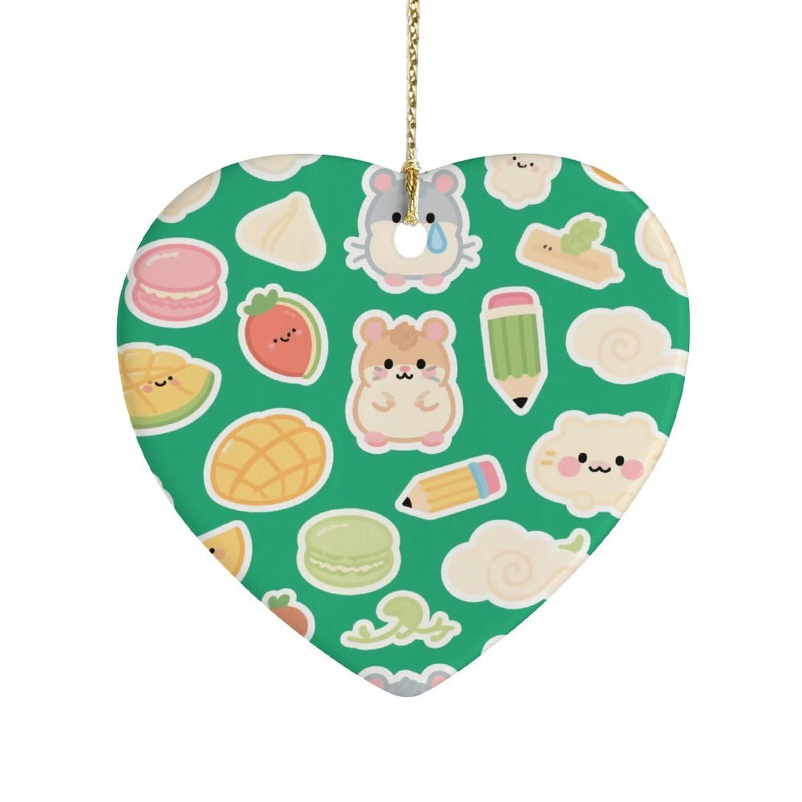 Fekiloot Style Green Hamster Fruit Ceramic Ornament Home Decor Keepsake
