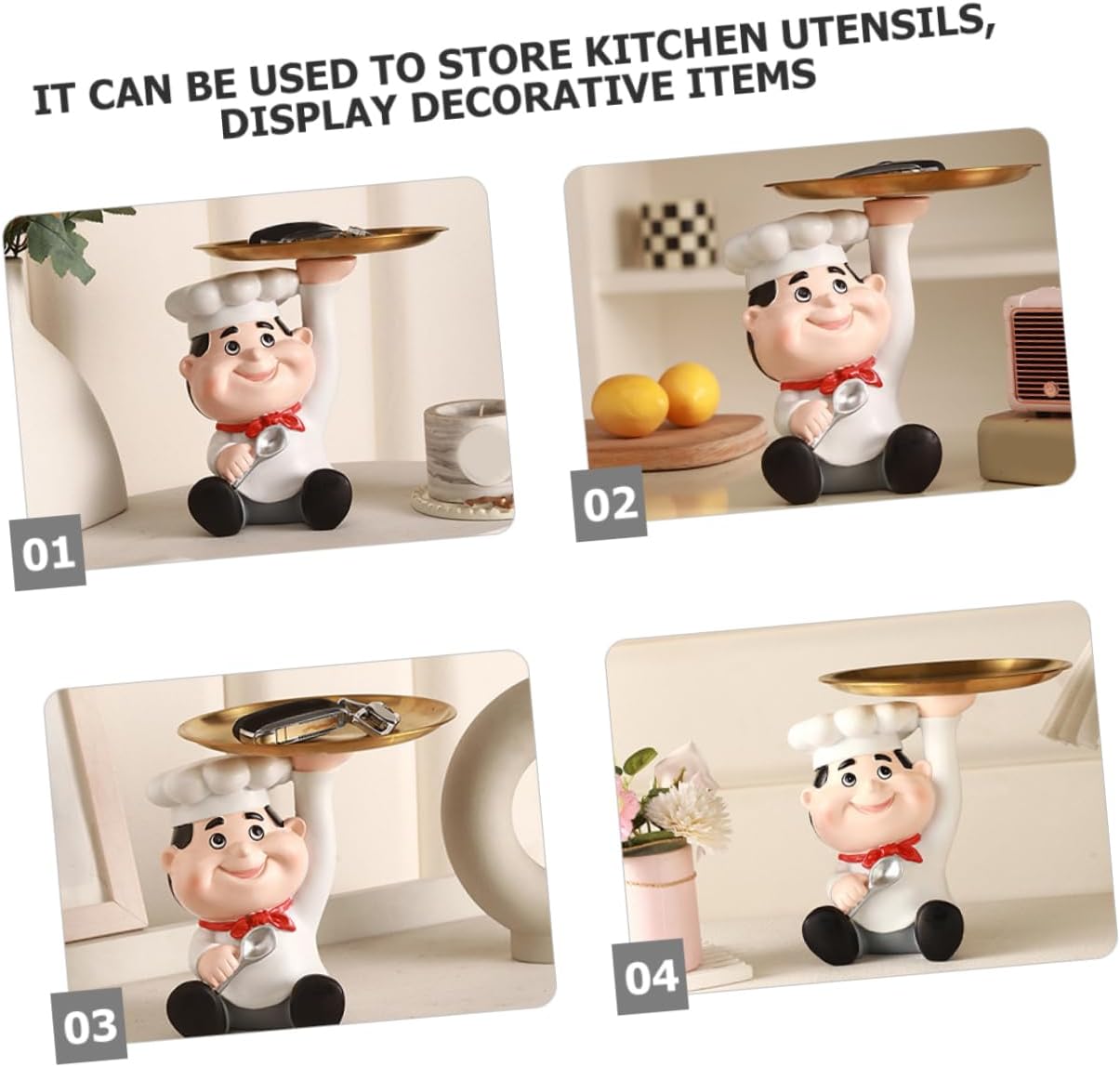 Mini Chef Storage Tray Decorative Entryway Key and Jewelry Organizer Handcrafted Design for Kitchen and Home Decor Display