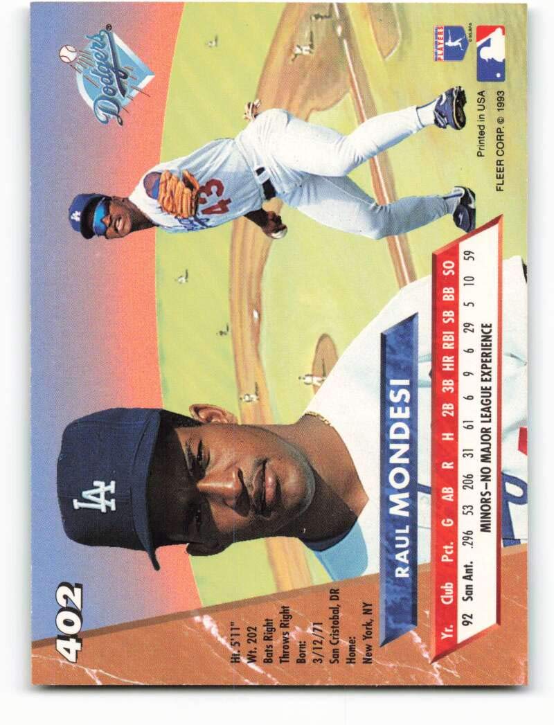 Amazon.com: 1993 Ultra #402 Raul Mondesi NM-MT Los Angeles Dodgers