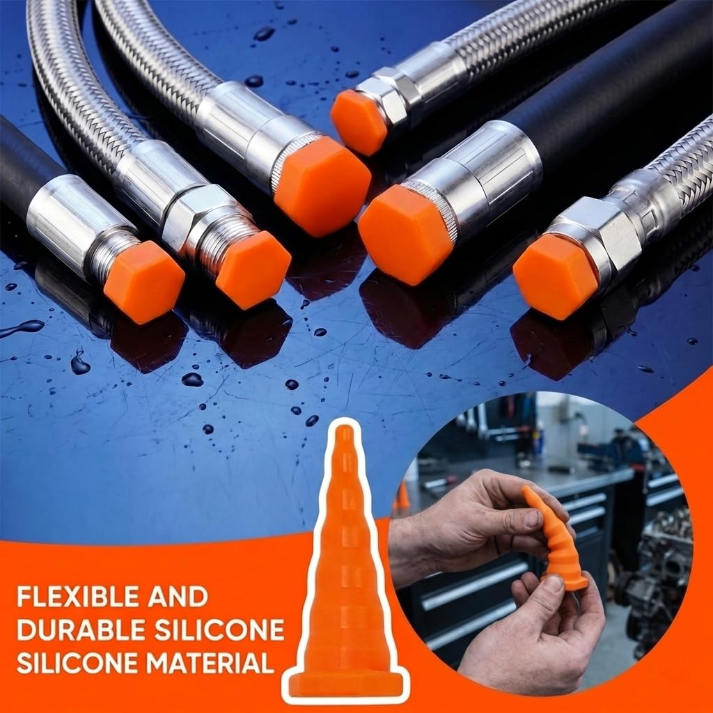 17PCS Tapón Hidráulico Cónico, Tapón de Servicio de Aceite Hidráulico de 3 Tamaños, Tapones de Manguera Hidráulicos, Tapones de Silicona Cónicos Resistente a Fugas para Manguera Hidráulica