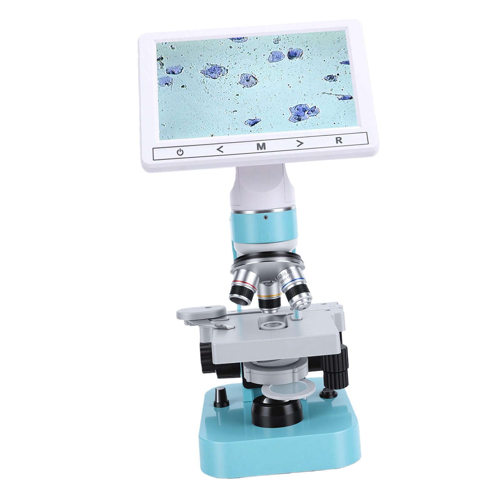 SUNGOOYUE Microscopio Binocular con Pantalla HD de 7 Pulgadas Microscopio Compuesto LED con Cuerpo de ABS y PC Objetivos Acromáticos 4X 10X 40X para Criadores de Mascotas Comprobación de Semen de