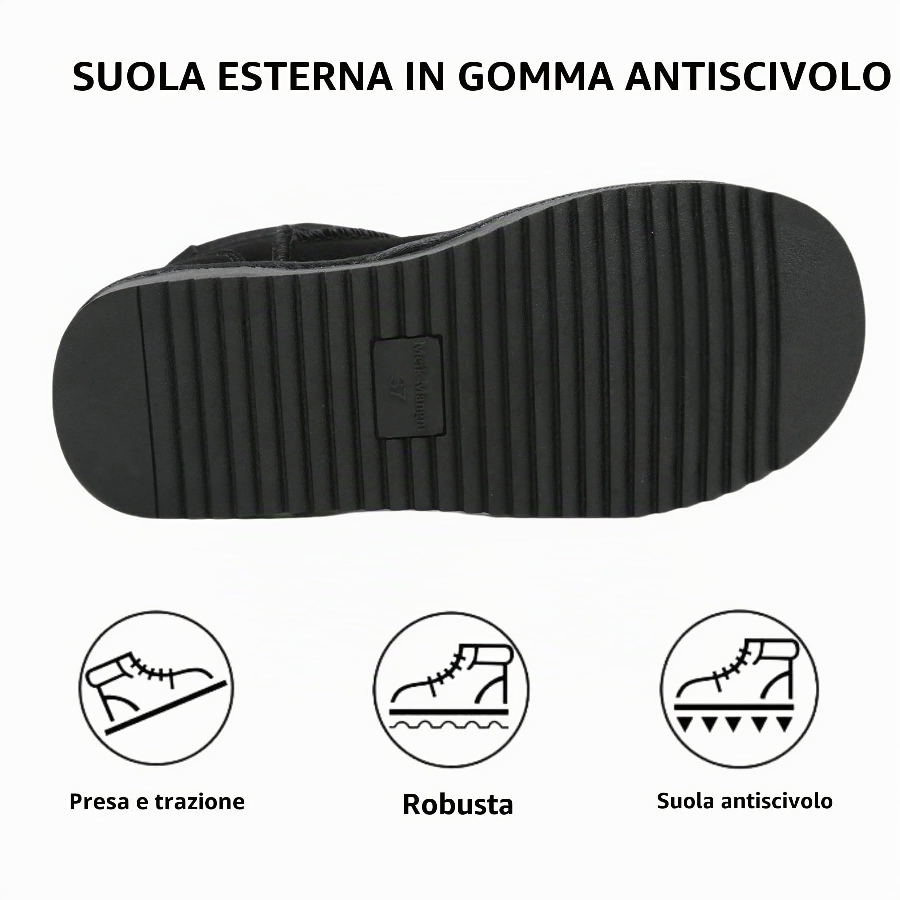 Meik Mangni Stivali Donna Invernali Classic Antiscivolo Stivaletti da Neve Caldo Comode Impermeabili Stivali Inverno Outdoor Breve Boots,Nero,43 EU