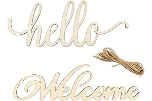 8 Pack Hello Wooden Cutouts for DIY Home Party Decoration Craft Projects