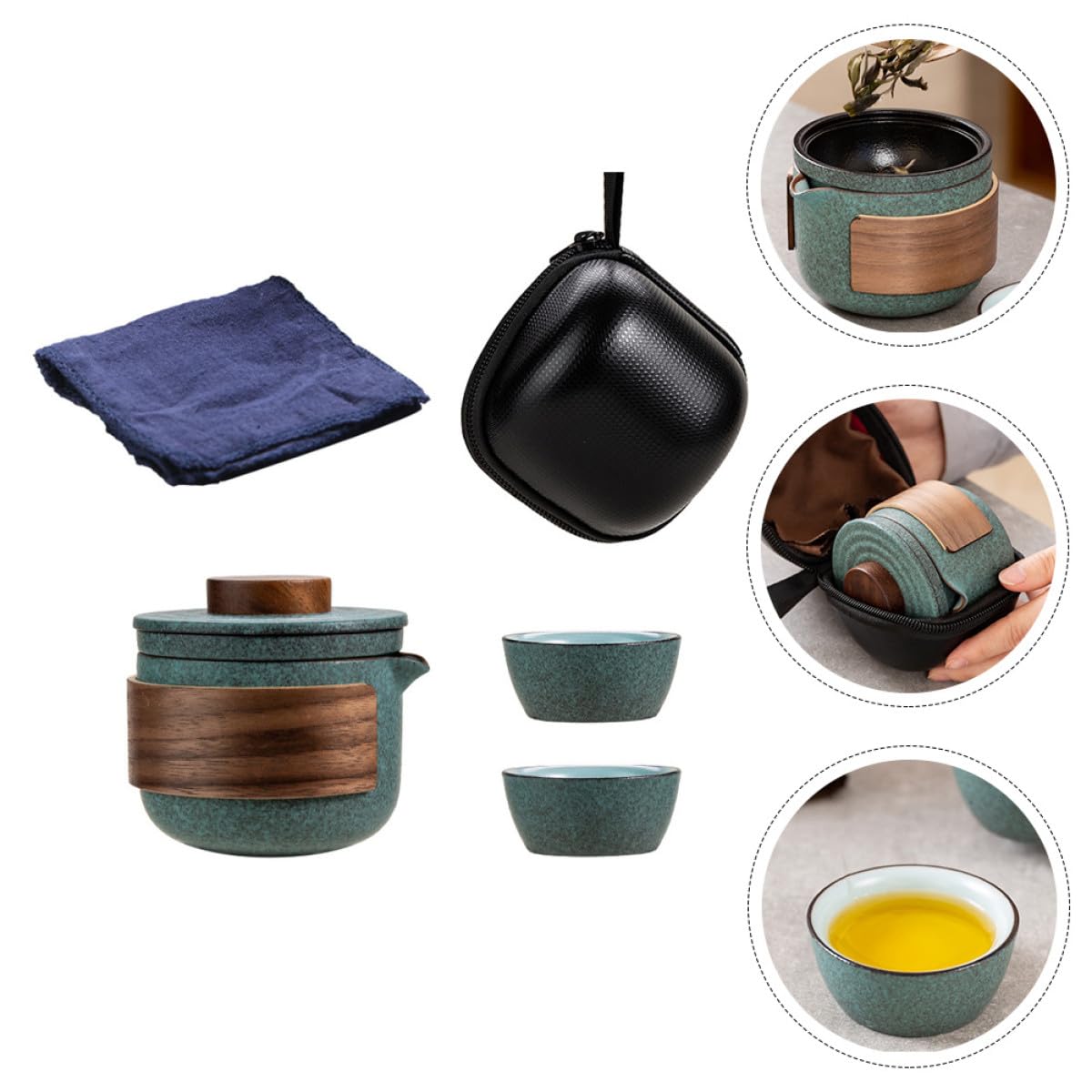 Tragbares Geschenk für Teeliebhaber für Zuhause und Büro sicheres und Elegantes Design Kung Fu Teeset aus Keramik mit Teekanne und 2 Teetassen
