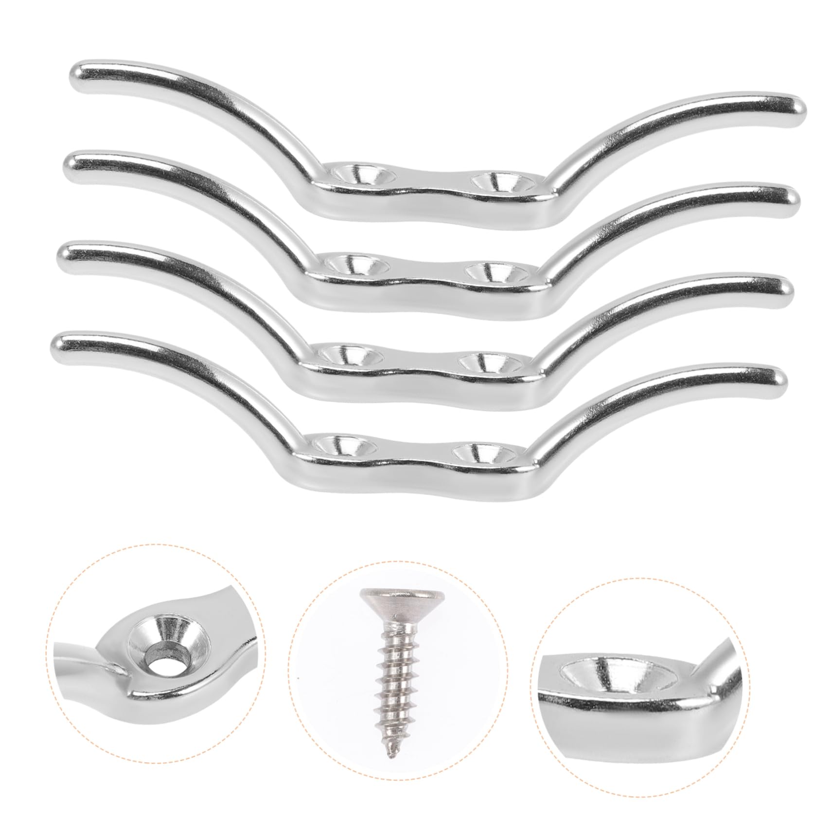 balacoo Boat Dock Accessories 4pcs Marine Hardware Rope Bolts Sturdy 316 Stainless Steel for Yacht