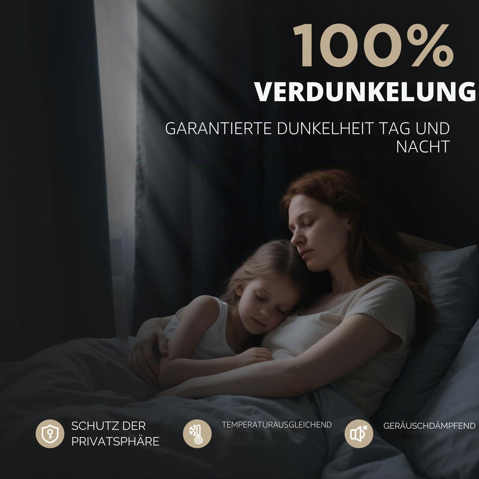 Joydeco 100% Verdunkelungsvorhänge aus Leinen, 2 Paneele, Thermovorhang für Schlaf- & Wohnzimmer, Blickdicht, mit Rückenschlaufen & Stangentasche (132 cm B x 244 cm L, Leinen)