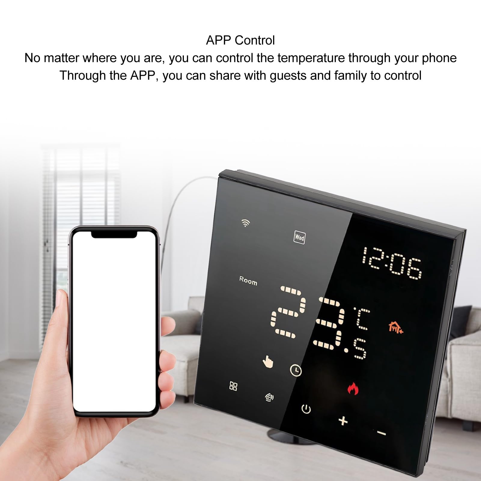 Eujgoov Termostato Inteligente Termostato WiFi Doméstico Pantalla Táctil con Control de Aplicación Programación de 7 Días y Uso Compartido Familiar para Calefacción por Suelo Radiante Horno para