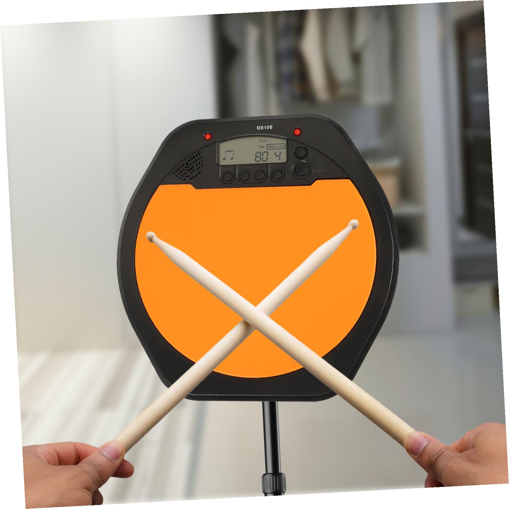 Pad de Batería Electrónico Portátil Rango Dinámico Completo y Material de Asb y Silicona, Metrónomo Digital Pantalla Lcd para Práctica y Entrenamiento