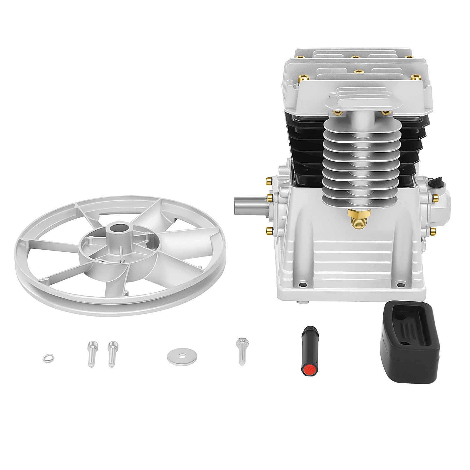 2HP 200L/min Cabezal de Bomba de Compresor de Aire con 0.8-1 MPa de presión | Compresor de aire de pistón de bomba de 1500W engrasado con aceite de dos cilindros,para uso en automoción e industrial