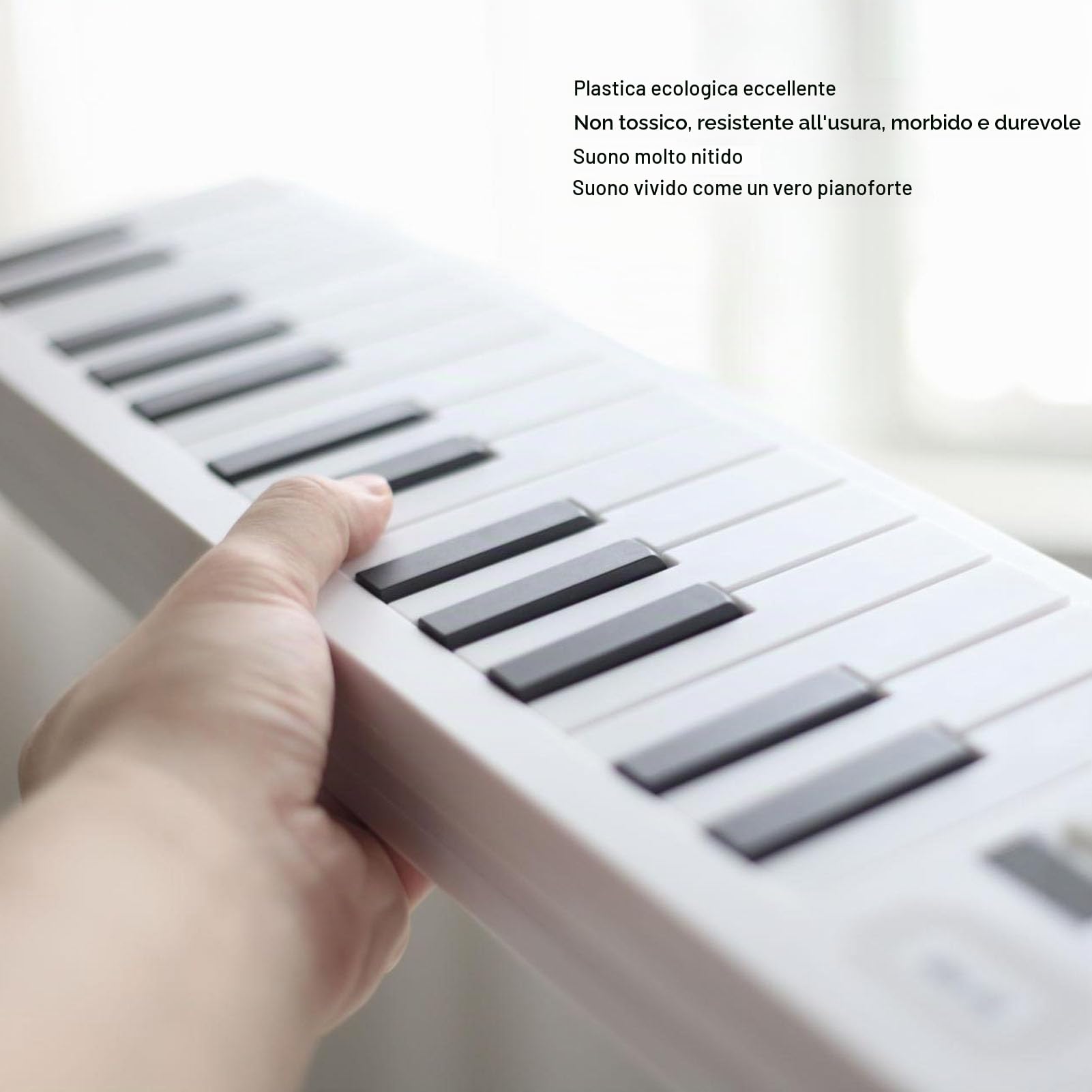 Pianoforte Pieghevole a 61 Tasti, Tastiera Elettrica con Tasti di Dimensioni Standard, Funzione di Registrazione, Tastiera per Pianoforte Digitale per Principianti
