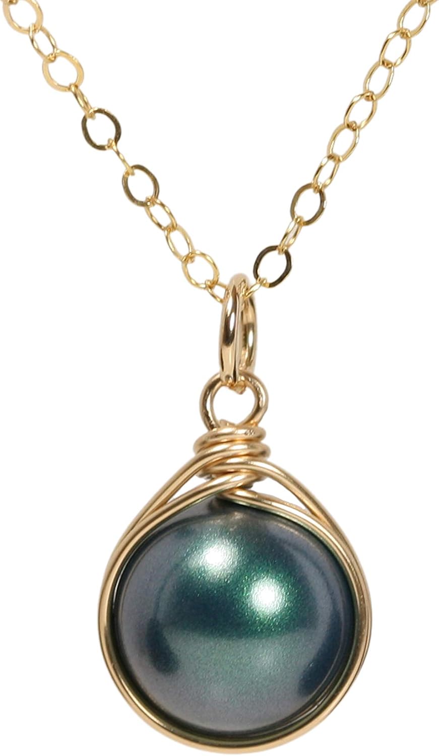 Tahitian Pearl Necklace Gold Filled Wire Wrapped Handmade