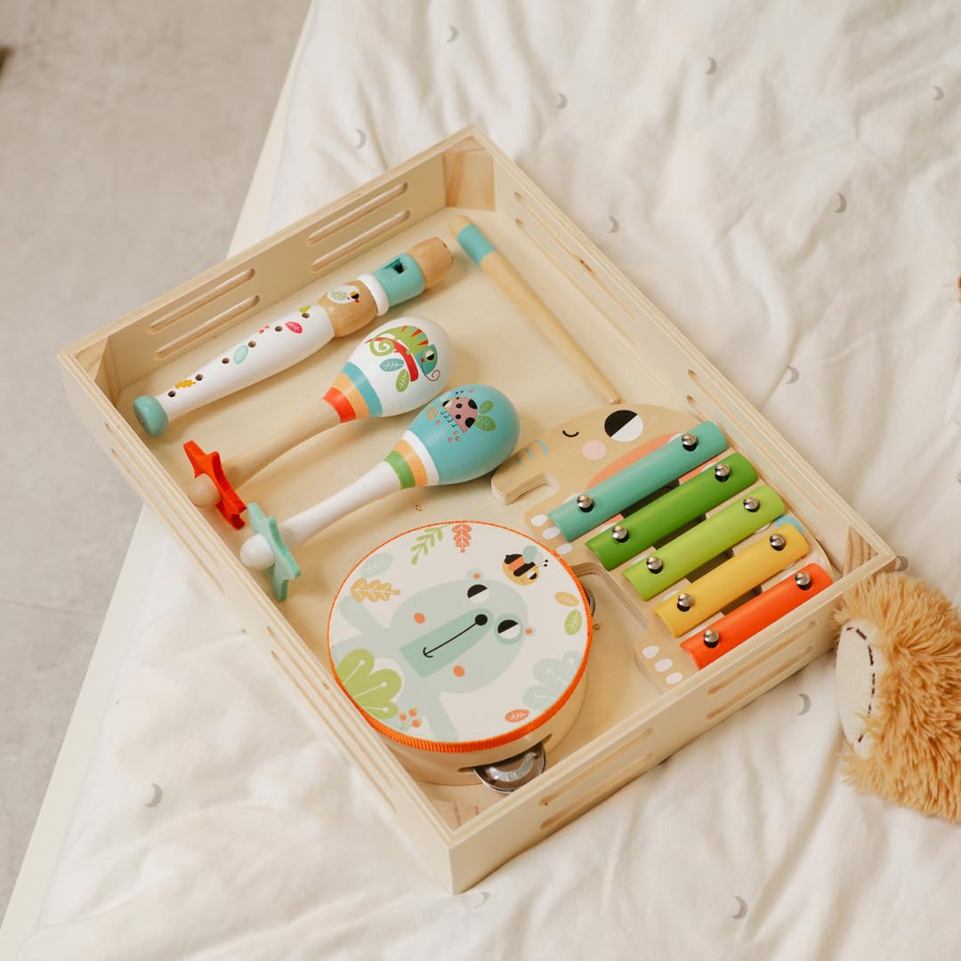 Momo Kids® Set de Instrumentos Musicales para Niños | Juguetes Montessori 2 años | Pandereta Tambor Infantil, xilófono Bebe, Maracas y Flauta | Instrumentos Musicales Bebe | Regalo Niña 2 Años — view 5