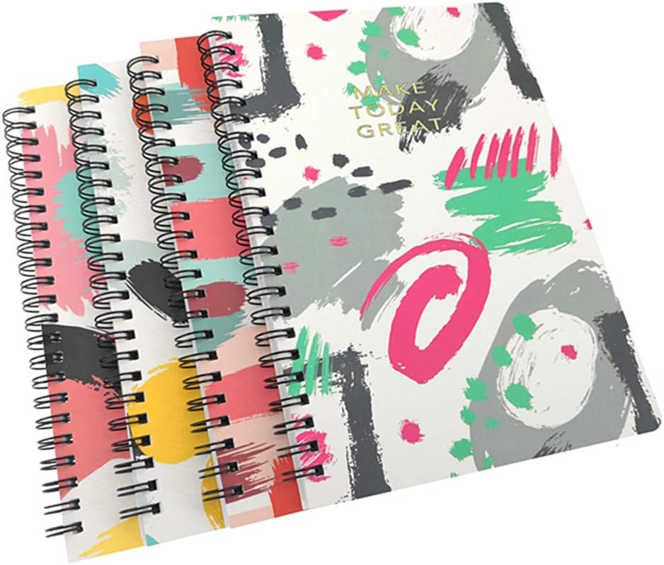 4 Pack A5 Spiral Notebook Journal,Wirebound Ruled Sketch Book Notepad Diary Memo Planner,A5 Size(8.3X5.7) & 80 Sheets (Color Painting)
