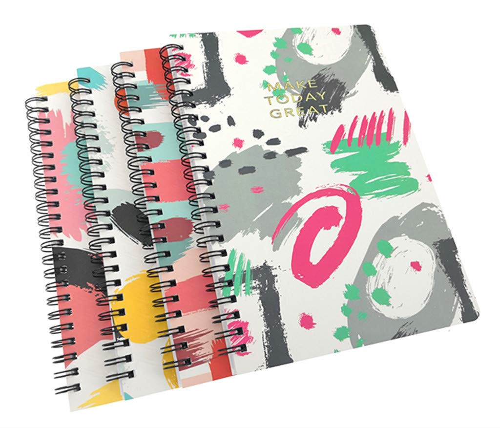 4 Pack A5 Spiral Notebook Journal,Wirebound Ruled Sketch Book Notepad Diary Memo Planner,A5 Size(8.3X5.7) & 80 Sheets (Color Painting)