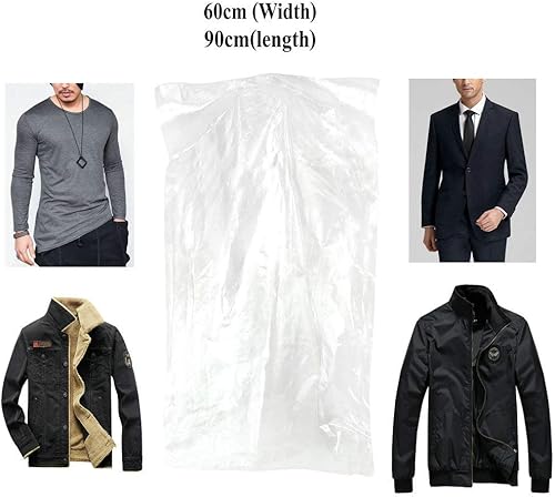 Miniatura 2 de Paquete de 100 bolsas de ropa, bolsa transparente para trajes, funda antipolvo para ropa, bolsa de almacenamiento para vestidos y vestidos (23.6 x