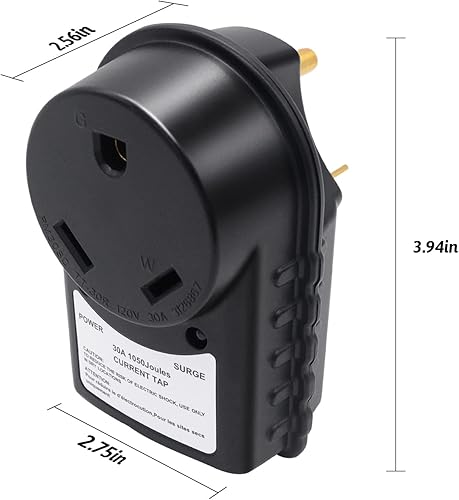 Miniatura 5 de Protector contra sobretensiones RV de 30 amperios, adaptador portátil de analizador de circuitos con luz indicadora LED de 30 amperios macho a 30