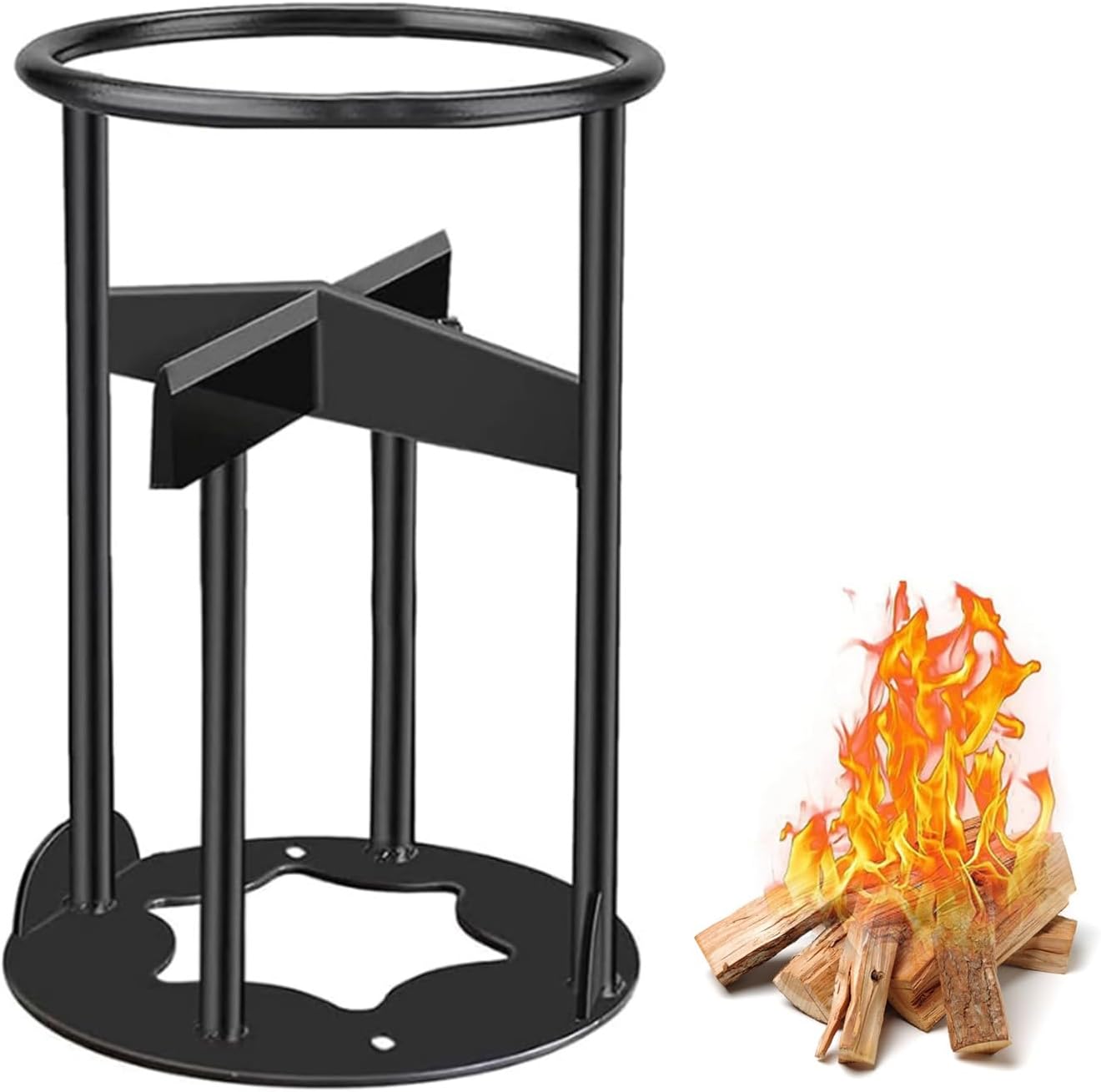 Firewood Splitter, 27 cm Manual Wood Splitter, High Carbon Steel Firewood Kindling Splitter Wood Splitting Wedge Portable Robust Hand Cutter Firewood Splitter Garden Tool Upgrade Cross for Camping