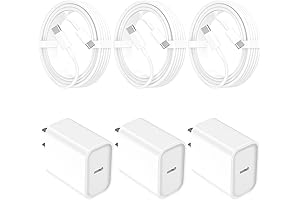 【MFi Certified】iPhone 15 Fast Charger 3 Pack, GEONAV 20W USB-C Power Adapter...