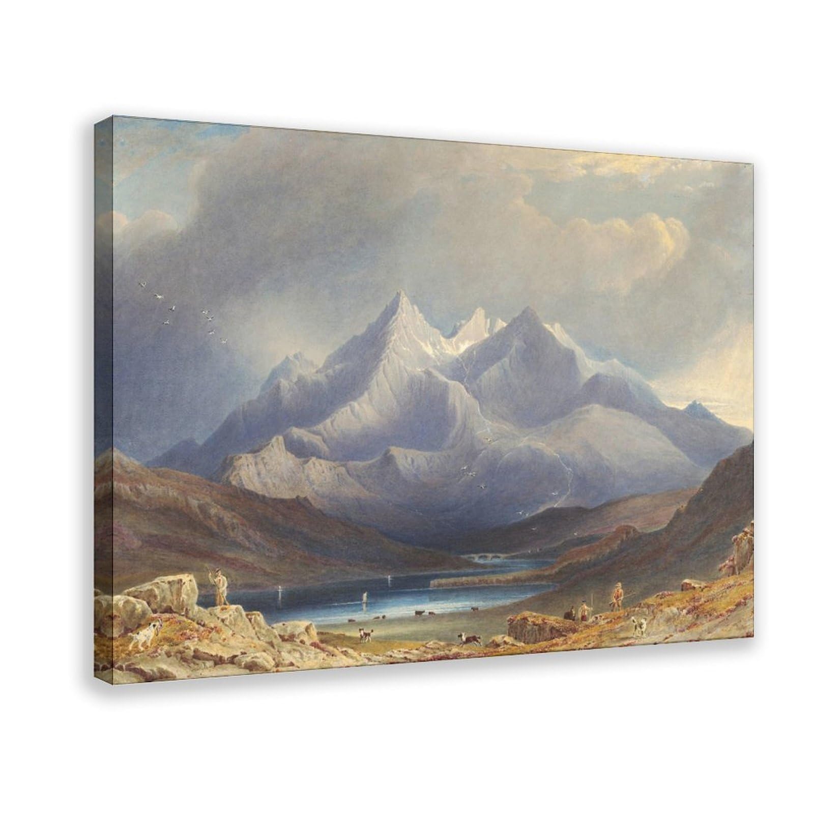 DFJyjFGJJ George Fennell Robson,Scene on The Isle of Skye with Hunters And Dogs Canvas Poster Bedroom Sports Landscape Office Room Decor Gift 16" L X 24" W