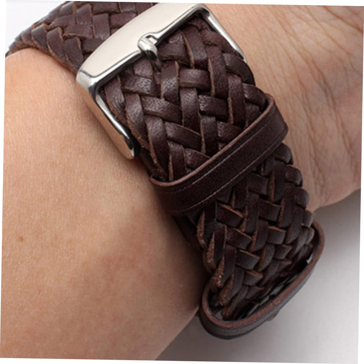 VILLCASE Correa de Reloj de Cuero Tejida Mano para Color Marrón para Actividades
