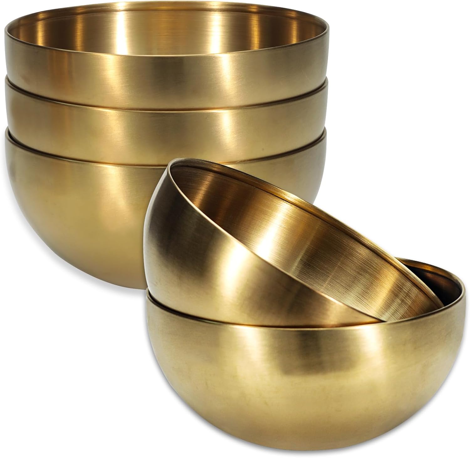 Huakaile 5 Pack 25 Oz Stainless Steel Bowl Set, Heat Insulated Metal Soup Bowls, Matte Finish Cereal Bowls for Rice Salad Noodle Snack Cooking Kitchen Ice Cream Serving Mixing Prep (Silver)