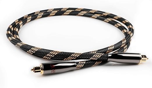 SKW Optical Digital Audio Toslink Cable Home Theater Fiber Optic Male to Male Gold Plated S/PDIF Cables - Copper Connectors, High-Reinforced Transparent Polymer Core, Nylon Braided 6.5ft(2M)