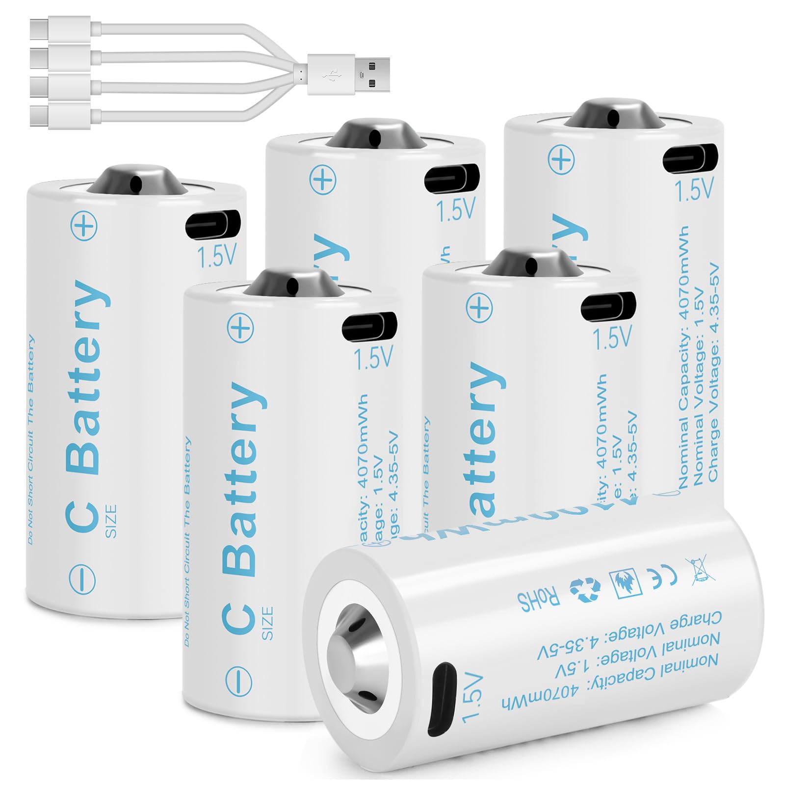 USB Rechargeable Batteries (6Pack, C)