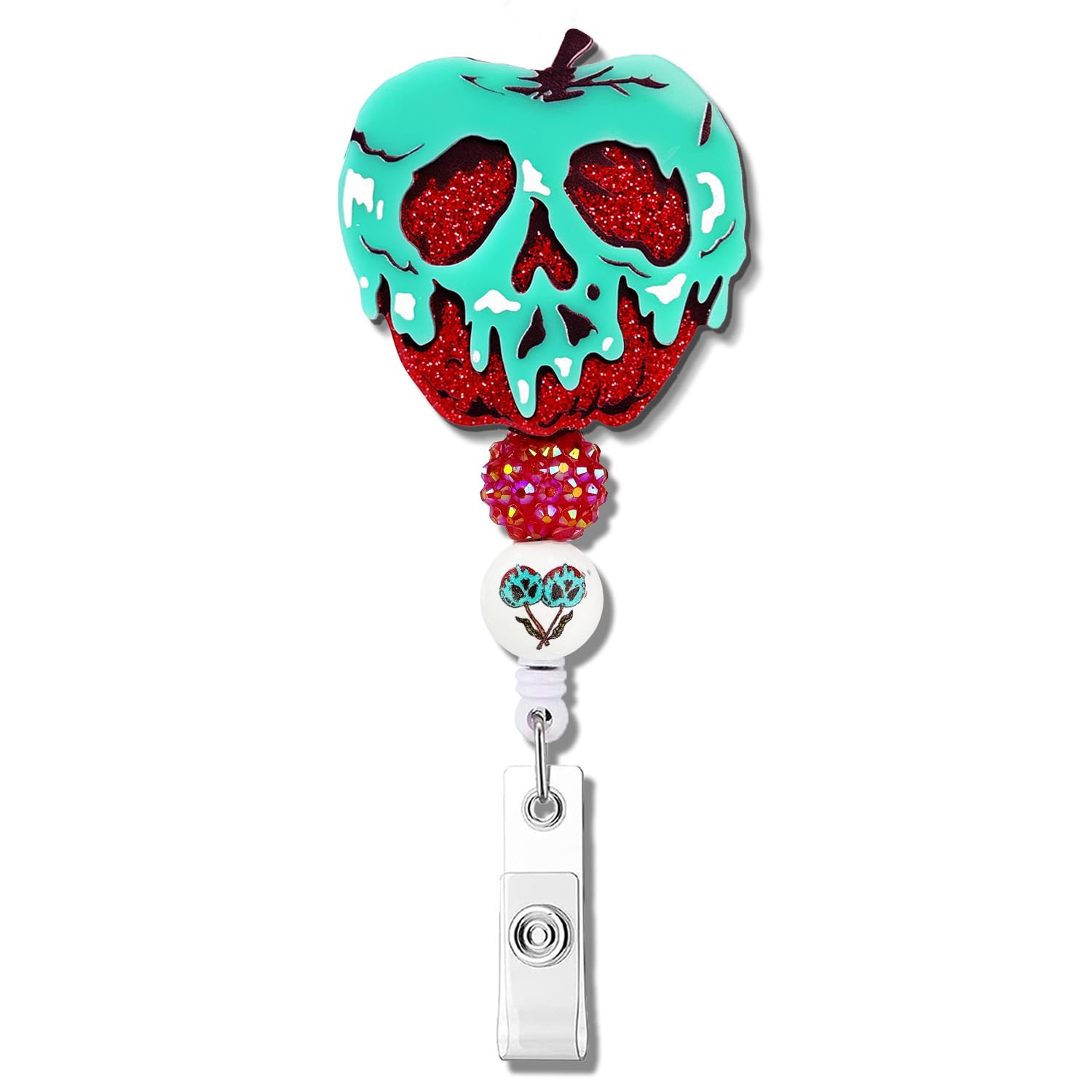 INLOLLY Witches Poison Apple Badge Reel Badge Holder Retractable Clip, Halloween Badge Reel for Nurse CNA Doctor RN Office Teacher Student, Cute Funny