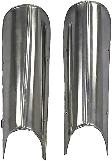 ARTIZANSTORE Medieval Steel Greaves | 18 Gauge Gothic Leg Armor with Adjustable Leather Straps | Battle-Ready for LARP & Reenactments | Authentic Craftsmanship