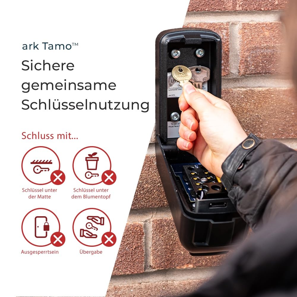 Tamo Schlüsseltresor mit Zahlencode - Schlüsselsafe Aussen - Police Preferred Schlüsseltresor Außen - Schlüsselbox 9,7 Mio. Code-Kombination - ideal für Home, Airbnb und Commercial