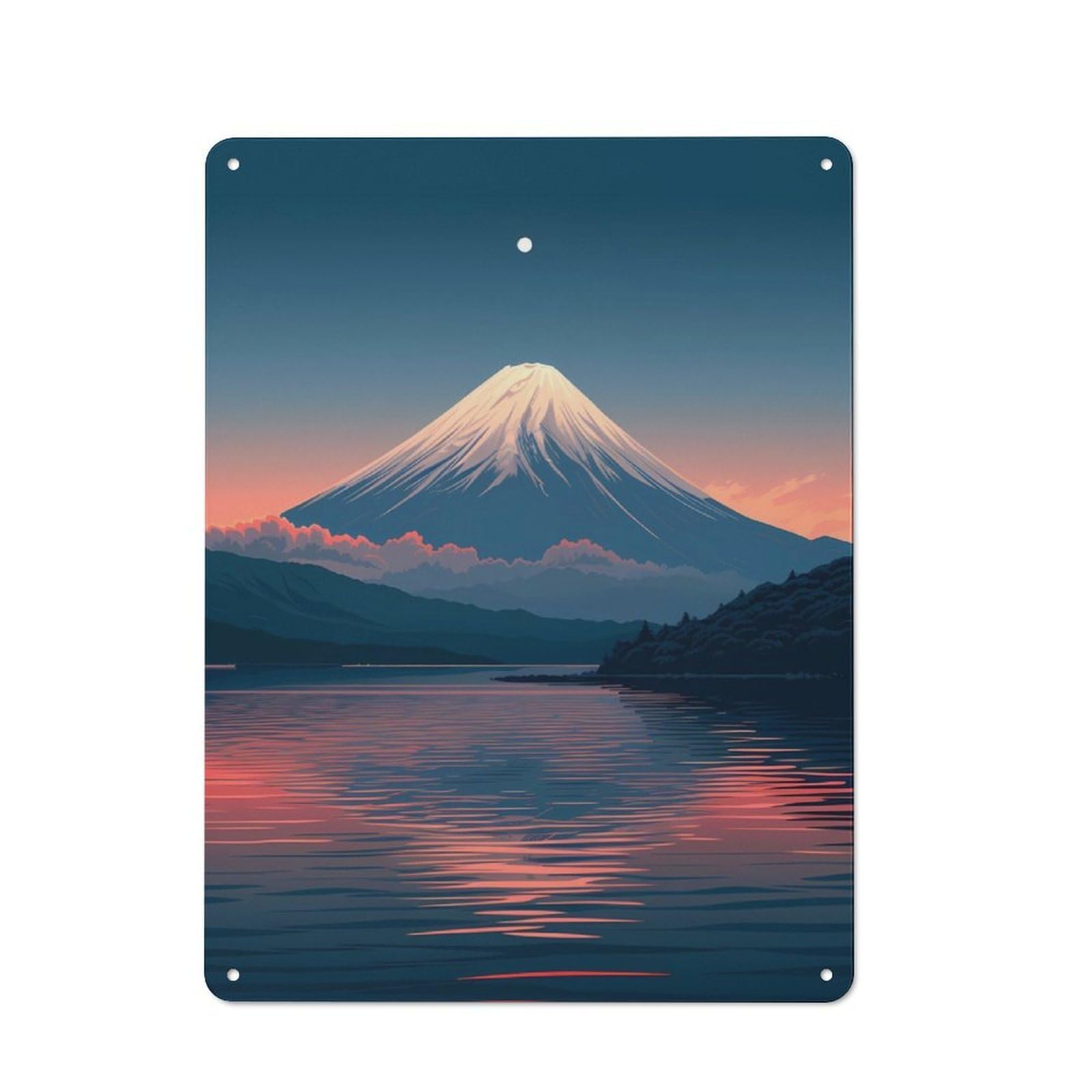 Junmoney Moon Over Mount Fuji Vintage Metal Sign 40X30cm, Bistro Style Bistro Wall Plaque For Cafe, Bistro, Bakery Or Restaurant
