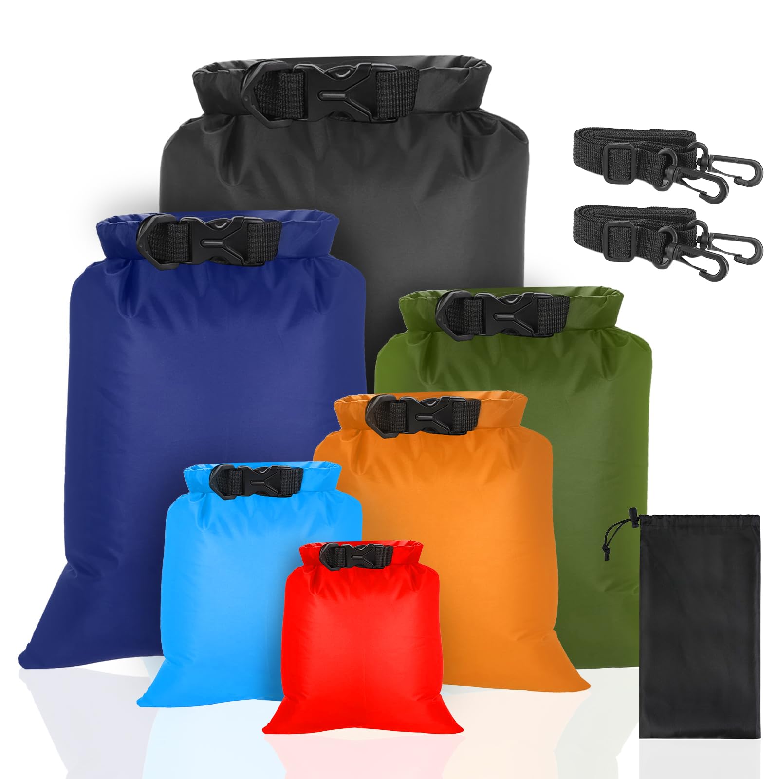 VFANDV Bolsa Estanca Impermeable 6 Piezas, 1.5/2.5/3/3.5/5/8L Bolsas Secas Ligeras Bolsas Secas Impermeables Bolsa Impermeable para Rafting Senderismo Viaje de Campamento Natación Esnórquel