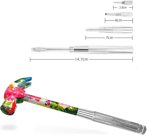 Miniatura 3 de YOUMI Martillo floral multifuncional 6 en 1 y destornillador herramienta para Navidad, cumpleaños, día de San Valentín, el mejor regalo (rojo)