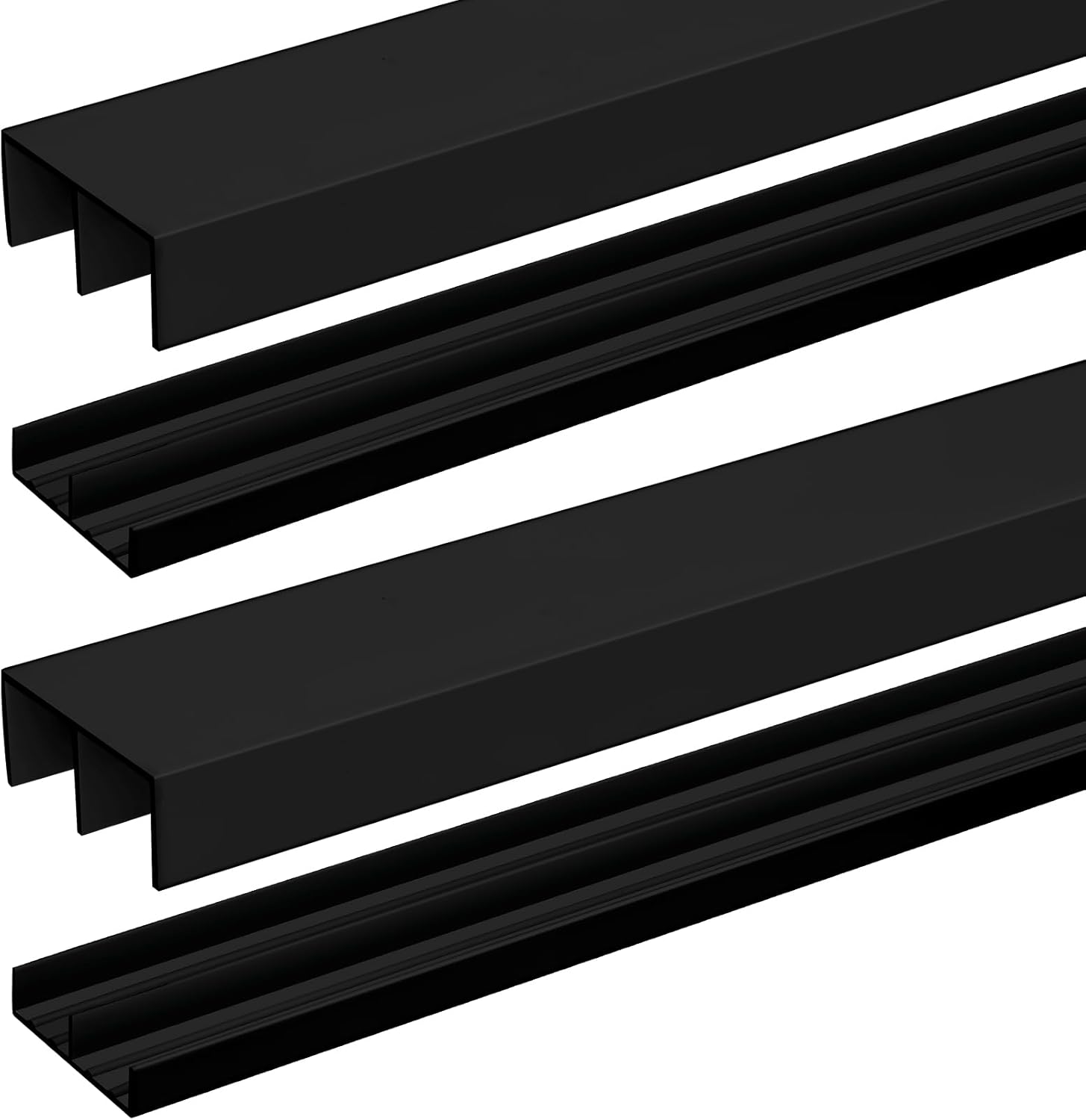 Landical 2 Set 4ft Plastic Sliding Door Track Set for 3/4" Thick Panels Closet Glass Doors Include 2 Pcs Top Bottom Sliding Cabinet Track for Cabinet Window(White)