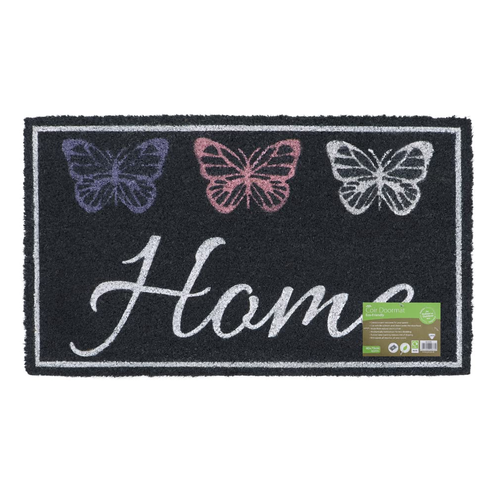 Jvl Eco-Friendly Home Butterflies Door Mat - Black