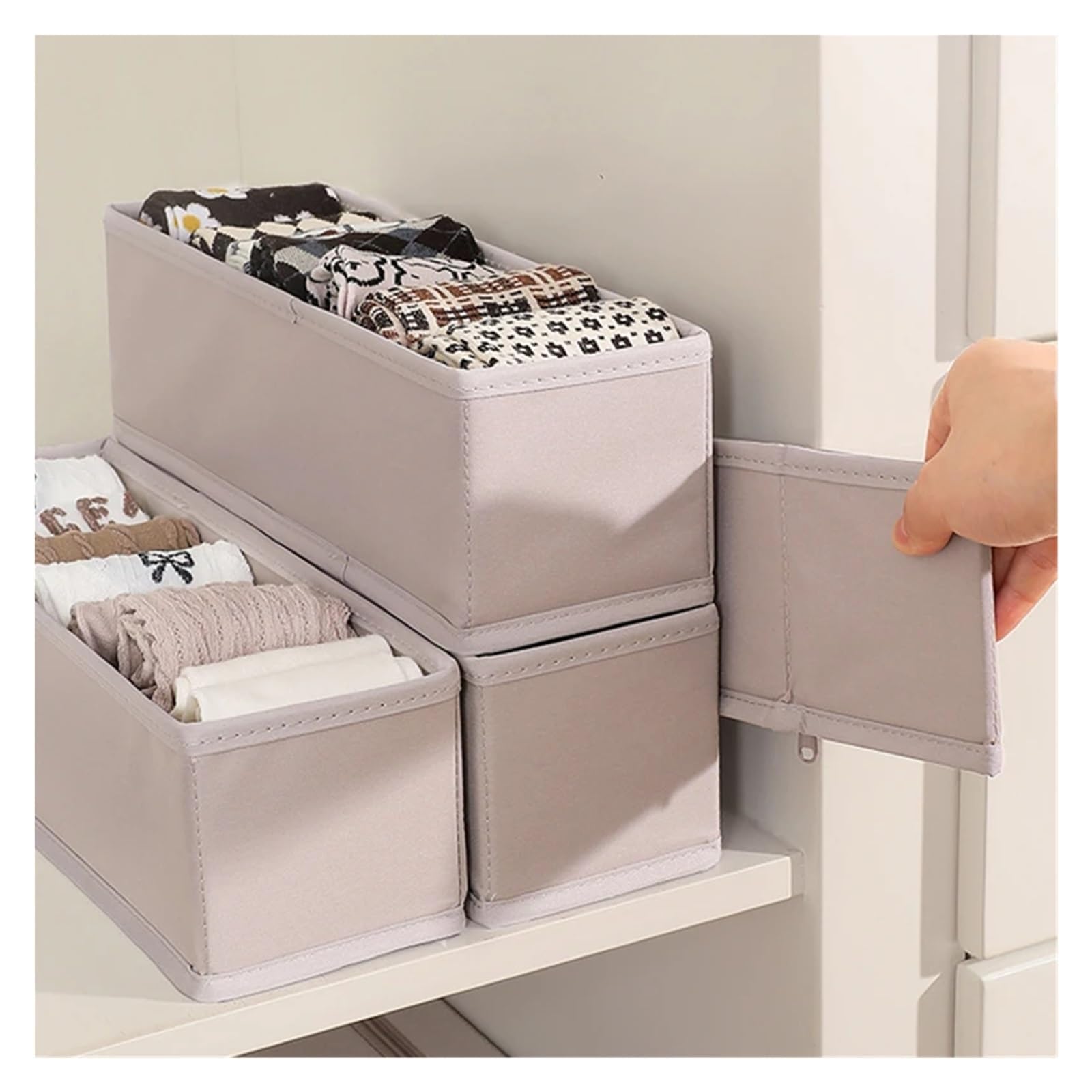 Organisateur de tiroir Boîte de rangement pliable for sous-vêtements et chaussettes, boîtes à culottes, organisateur vêtements, armoires, tiroirs, séparateur garde-robe chambre(4 pieces)