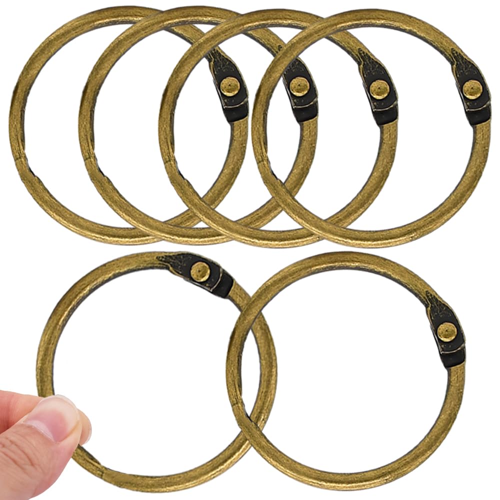 HAHIYO 6 Pack 3.9-Inch Large Metal Loose Leaf Rings, Bronze Book Binder Rings for Index Cards Flashcards Paper Bulk Binding Keychain Key Ring