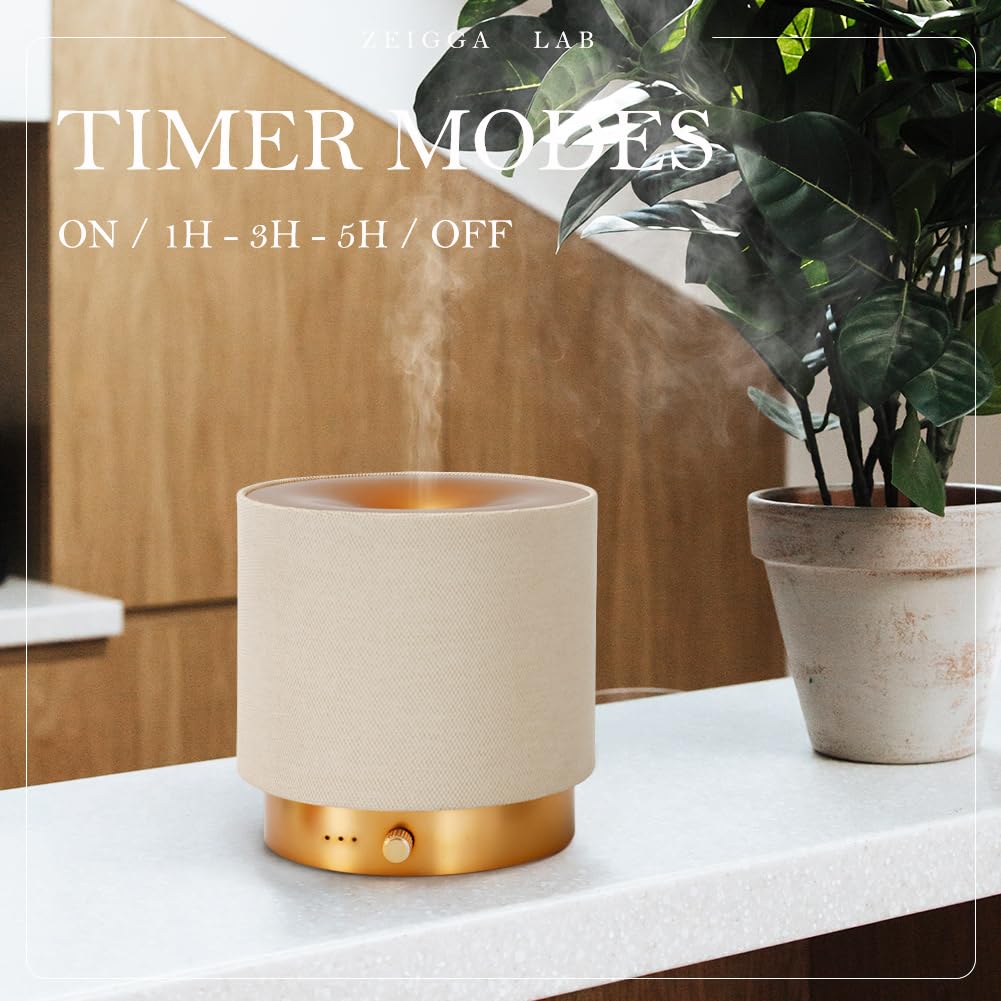 Elegante difusor de Aroma de Tela, difusor silencioso de aceites Esenciales con luz Nocturna Suave, hogar, la Oficina y el Espacio de Yoga (M35-dorado)