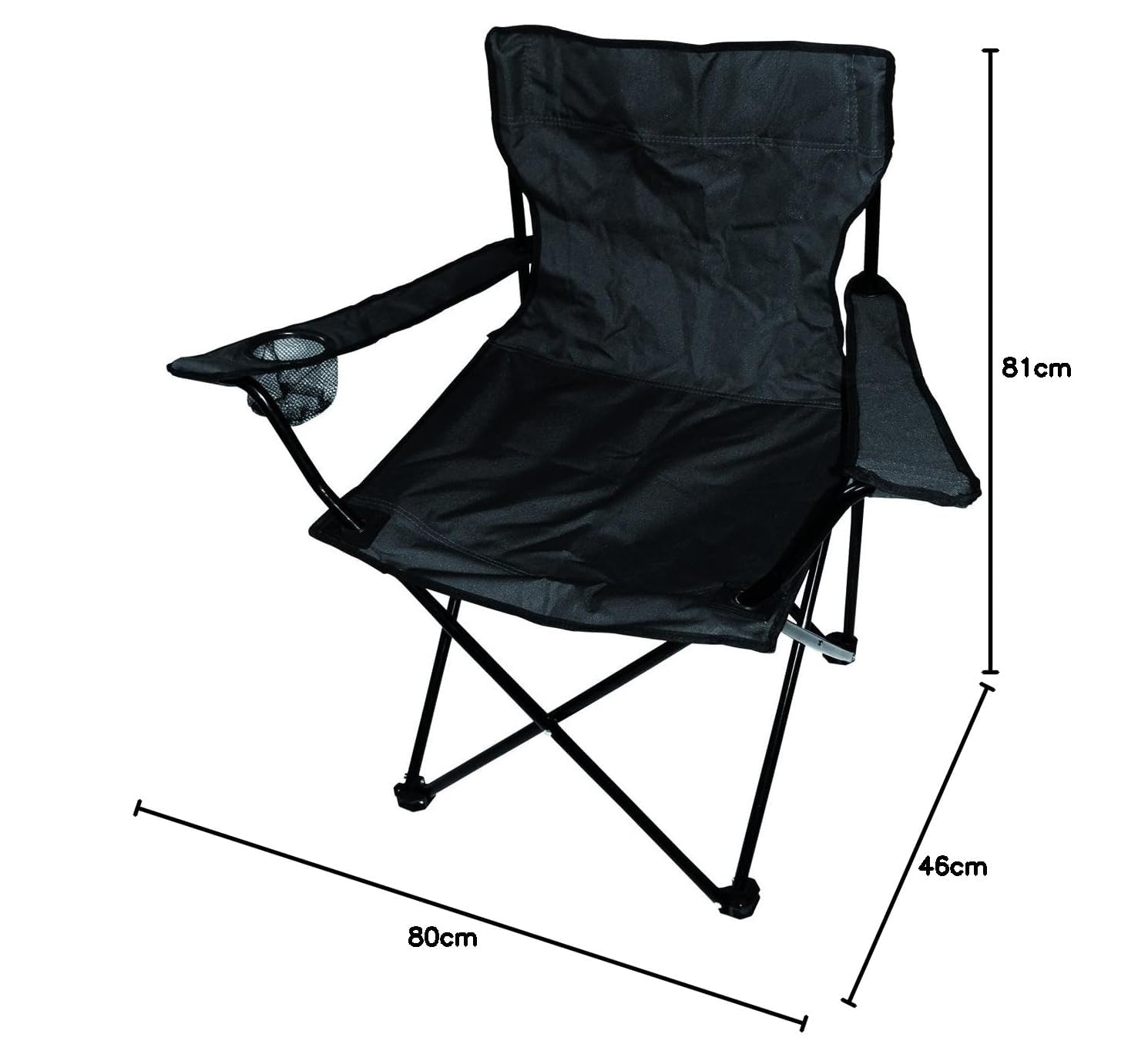 Mojawo Lot de 2 chaises pliantes pour la pêche, le camping, la pêche, les réalisateurs - Noir - Avec porte-gobelet et sac