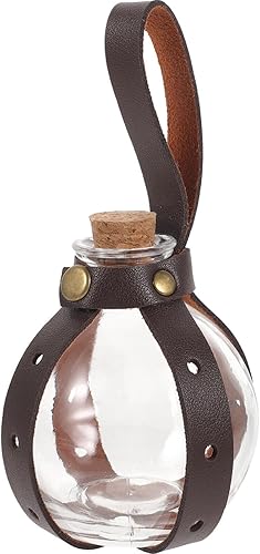 OSALADI 1 juego de botella de poción oscura, soporte de vidrio con tapón de corcho y arnés de piel sintética para accesorios de disfraces,